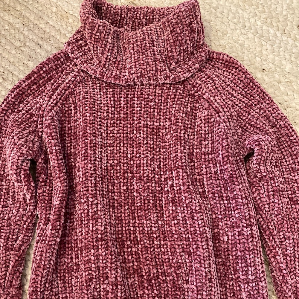 Pink cheinelle turtleneck sweater